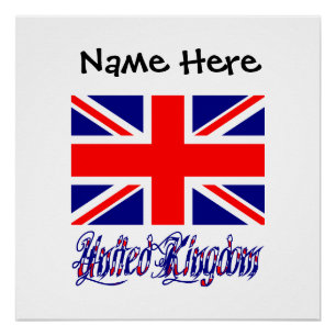 Pôster Bandeira Britânica do Reino Unido Personalização P