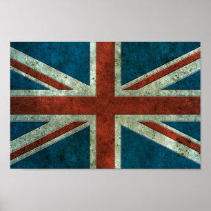 Pôster Bandeira britânica efeito de aço envelhecido