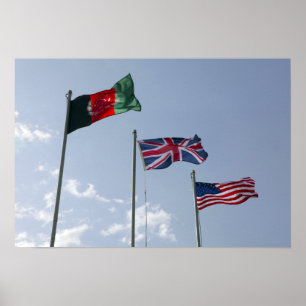 Poster Bandeira BRITÂNICA entre o afegão e bandeiras do