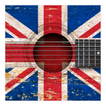 Bandeira britânica na antiga guitarra acústica