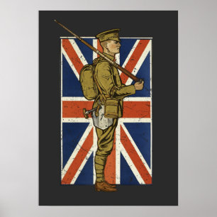 Poster Bandeira Britânica Vintage Soldado