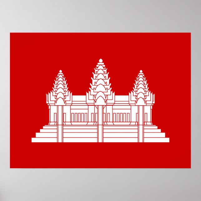 Pôster Bandeira Cambojana / Khmer Angkor Wat (Frente)