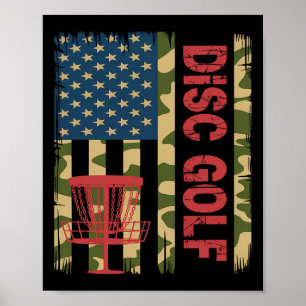 Poster Bandeira Camuflada Disc Golf EUA - Jogador Patriót