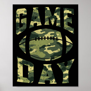 Poster Bandeira Camuflada Patriótica Dia de Jogo de Futeb
