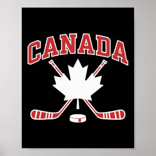 Poster Bandeira Canadense Folha de Bordo Hockey Dia do Ca