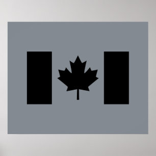 Pôster Bandeira Canadense no Gráfico Negro