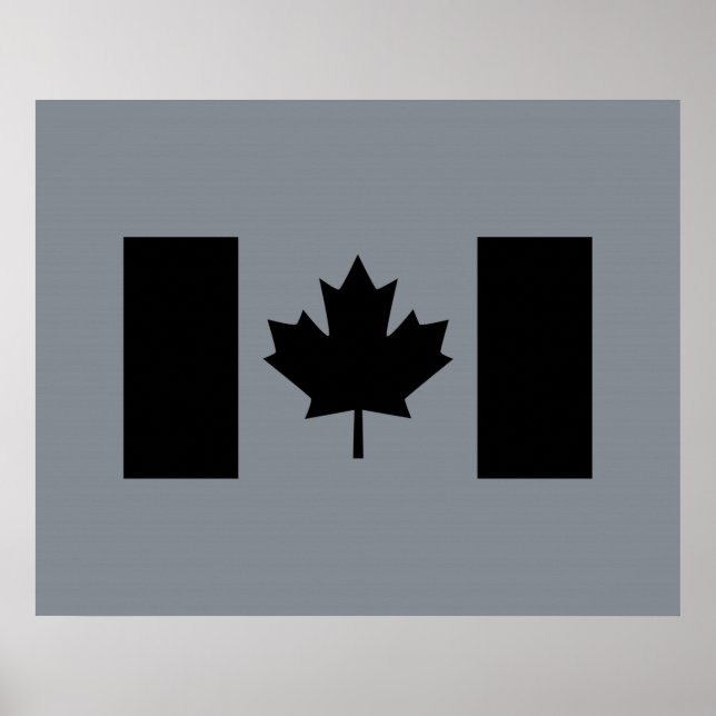 Pôster Bandeira canadense no gráfico preto (Frente)