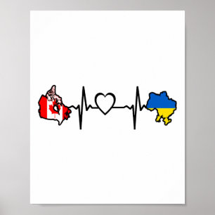 Poster Bandeira Canadense Ucraniana - Coração do Canadá U