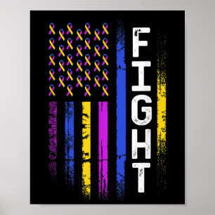 Poster Bandeira Cancer Púrpura Amarela Azul Fita Awar