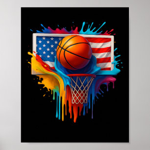 Poster Bandeira Colorida Splash de Cor Tie Dye Eua
