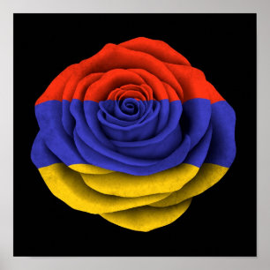 Poster Bandeira cor-de-rosa do arménio no preto