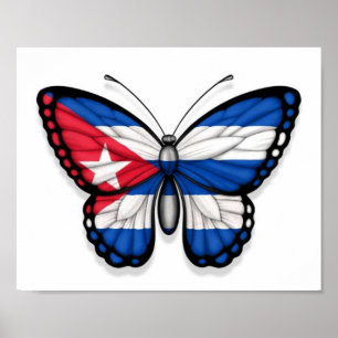 Poster Bandeira cubana da borboleta