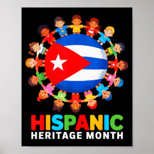 Poster Bandeira Cubana Mês da Herança Hispana Cuba Menino