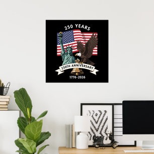 Poster Bandeira da Águia da Estátua da Liberdade do 250º