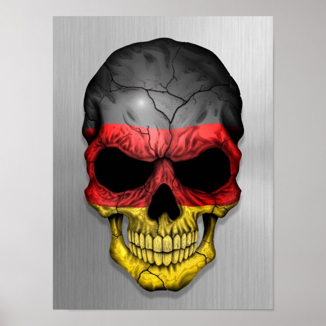 Poster Bandeira da Alemanha numa Grafia do Crânio do Aço (Frente)