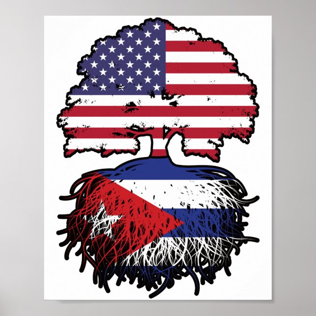 Poster Bandeira da Árvore Americana Cubana (Frente)