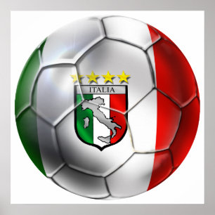 Pôster Bandeira da bola de futebol de Italia Forza