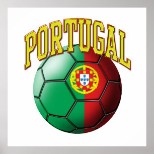Poster Bandeira da bola de futebol de Portugal