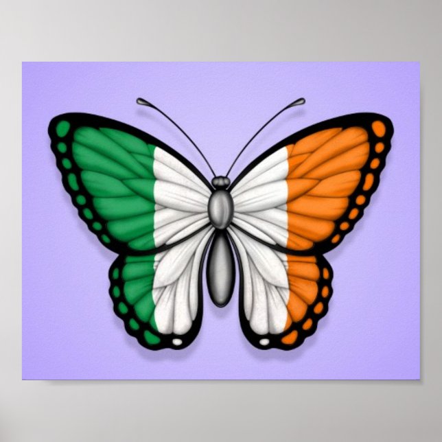Poster Bandeira da Borboleta Irlandesa em Roxo (Frente)