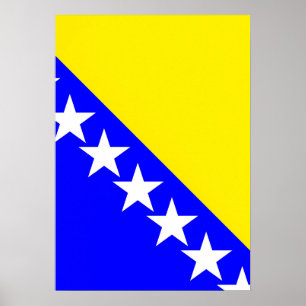 Poster bandeira da Bósnia e Herzegovina