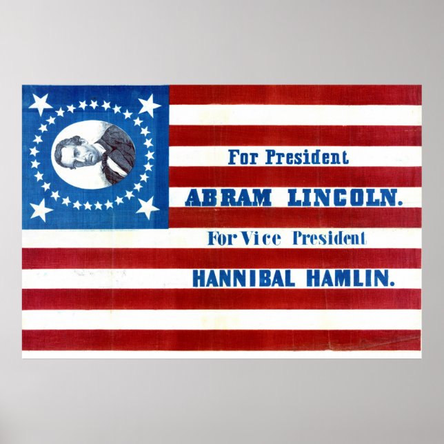Poster Bandeira da Campanha Presidencial Abraham Lincoln  (Frente)