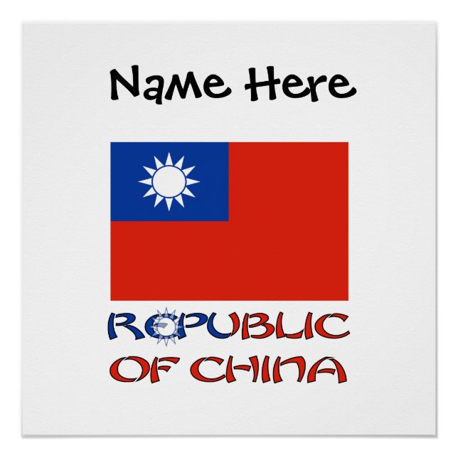 Pôster Bandeira da China Taiwan Personalizada (Frente)