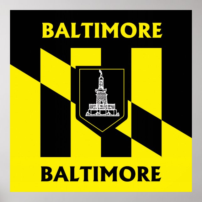 Pôster Bandeira da cidade de Baltimore (Frente)