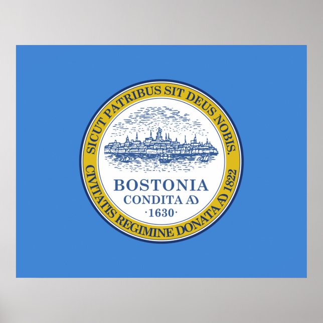 Poster Bandeira da Cidade de Boston (Massachusetts) (Frente)
