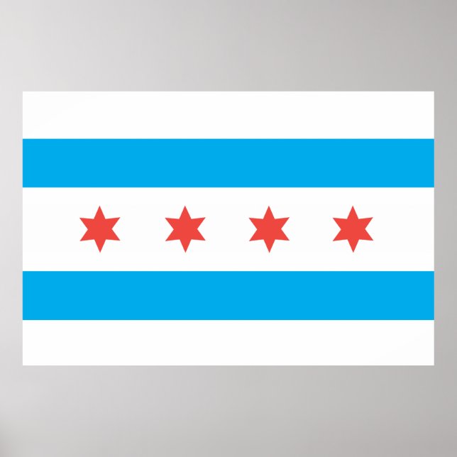Pôster Bandeira da cidade de Chicago (Frente)