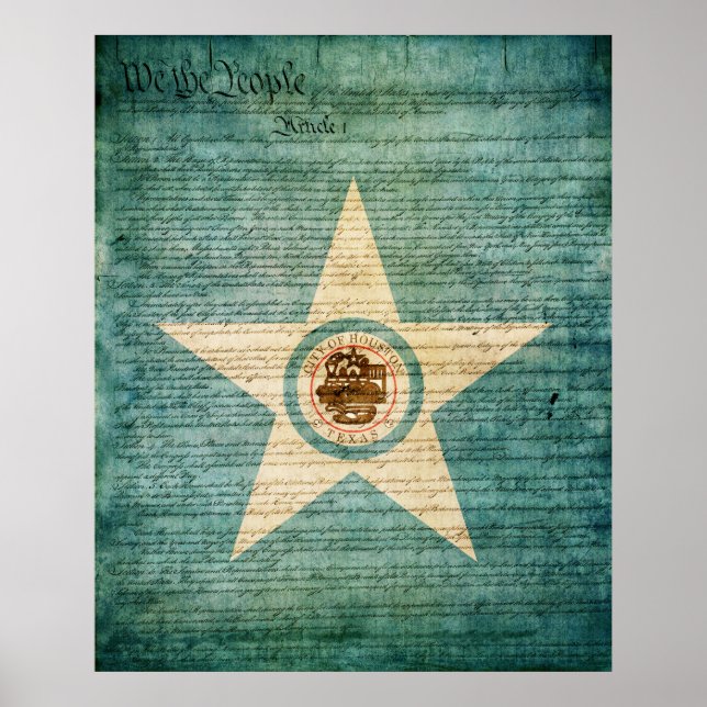 Poster Bandeira da cidade de Houston (Frente)