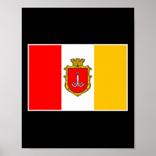 Poster Bandeira da cidade de Odessa Odesa Ucrânia Mar Neg (Frente)