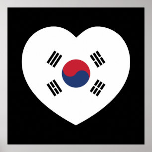 Poster Bandeira da Coreia do Sul Coração