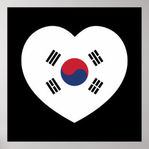 Poster Bandeira da Coreia do Sul Coração