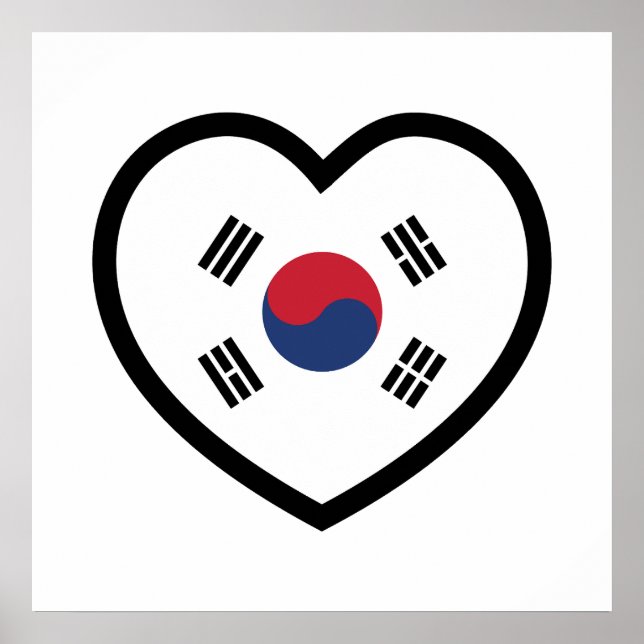 Poster Bandeira da Coreia do Sul Coração (Frente)