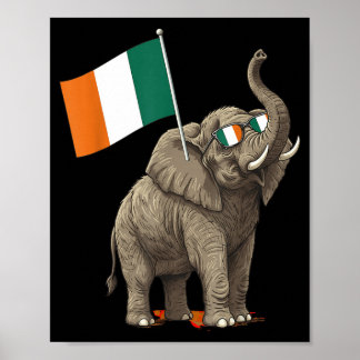 Poster Bandeira da Costa do Marfim Elefante Cote Divoire