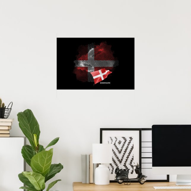 Poster bandeira da Dinamarca (Escritório em casa)