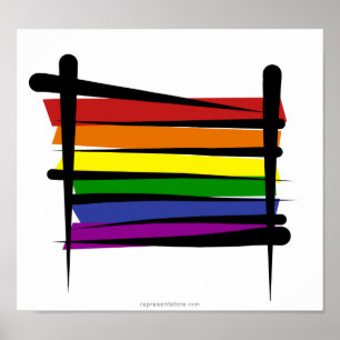 Poster Bandeira da escova do orgulho gay do arco-íris