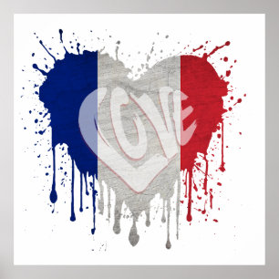 Poster Bandeira da França Amor