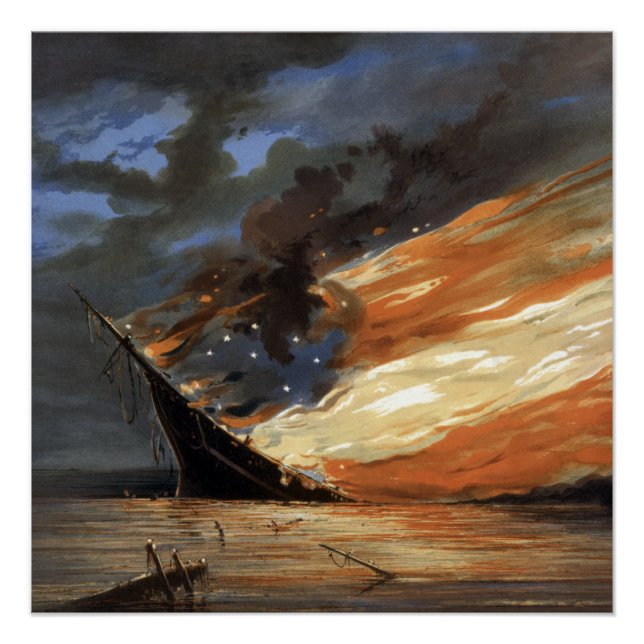 Pôster Bandeira da Guerra Civil Rebelde no Fogo da bandei (Frente)