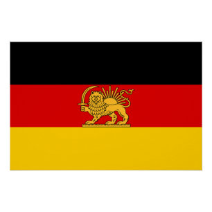 Pôster Bandeira da Herança do Leão e Sol Iraniano Alemão