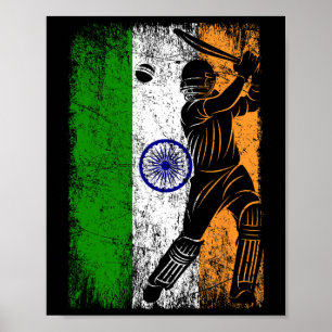 Poster Bandeira da Índia Jersey de críquete indiano Fã Jo