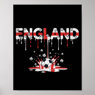 Poster Bandeira da Inglaterra com Futebol Americano Dripp