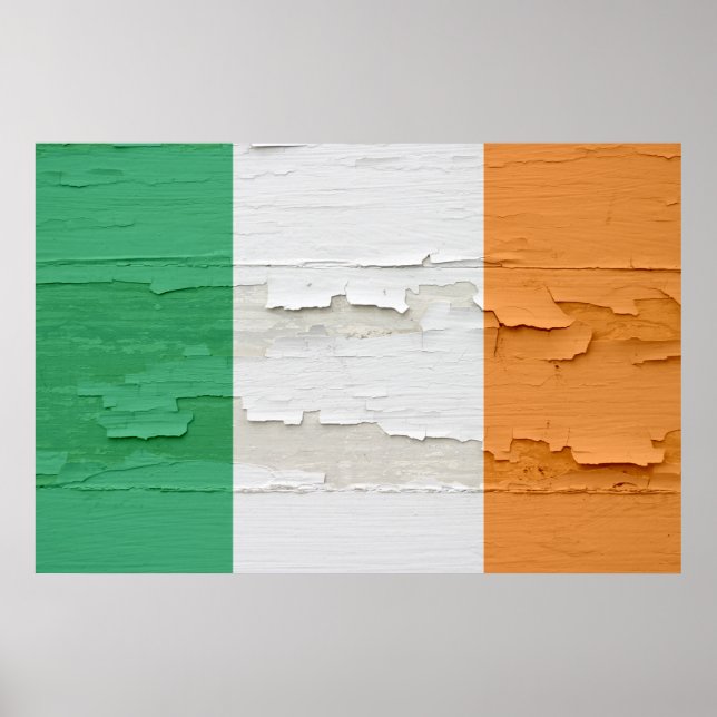 Pôster Bandeira da Irlanda de Tinta Termetida (Frente)