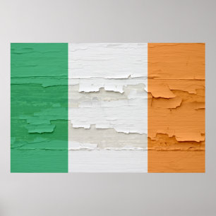 Pôster Bandeira da Irlanda Weathered