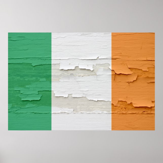 Pôster Bandeira da Irlanda Weathered (Frente)