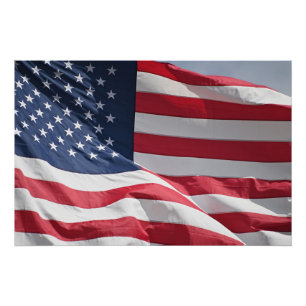Pôster Bandeira da Liberdade Americana acenando na brisa