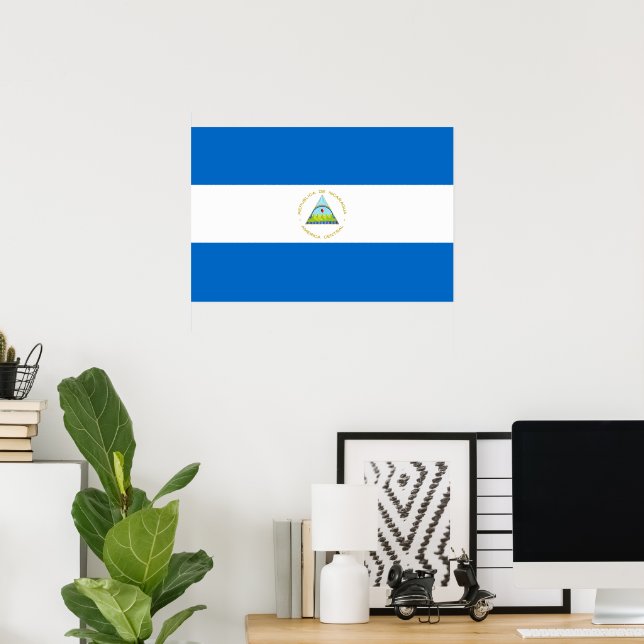 Poster Bandeira da Nicarágua (Escritório em casa)