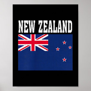Poster Bandeira da Nova Zelândia patriótica raízes nacion