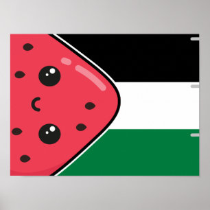 Poster Bandeira da Palestina Cura com Palestina Livre de 