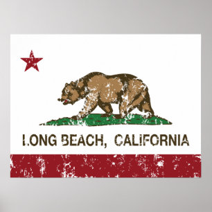 Pôster Bandeira da República da Califórnia em Long Beach